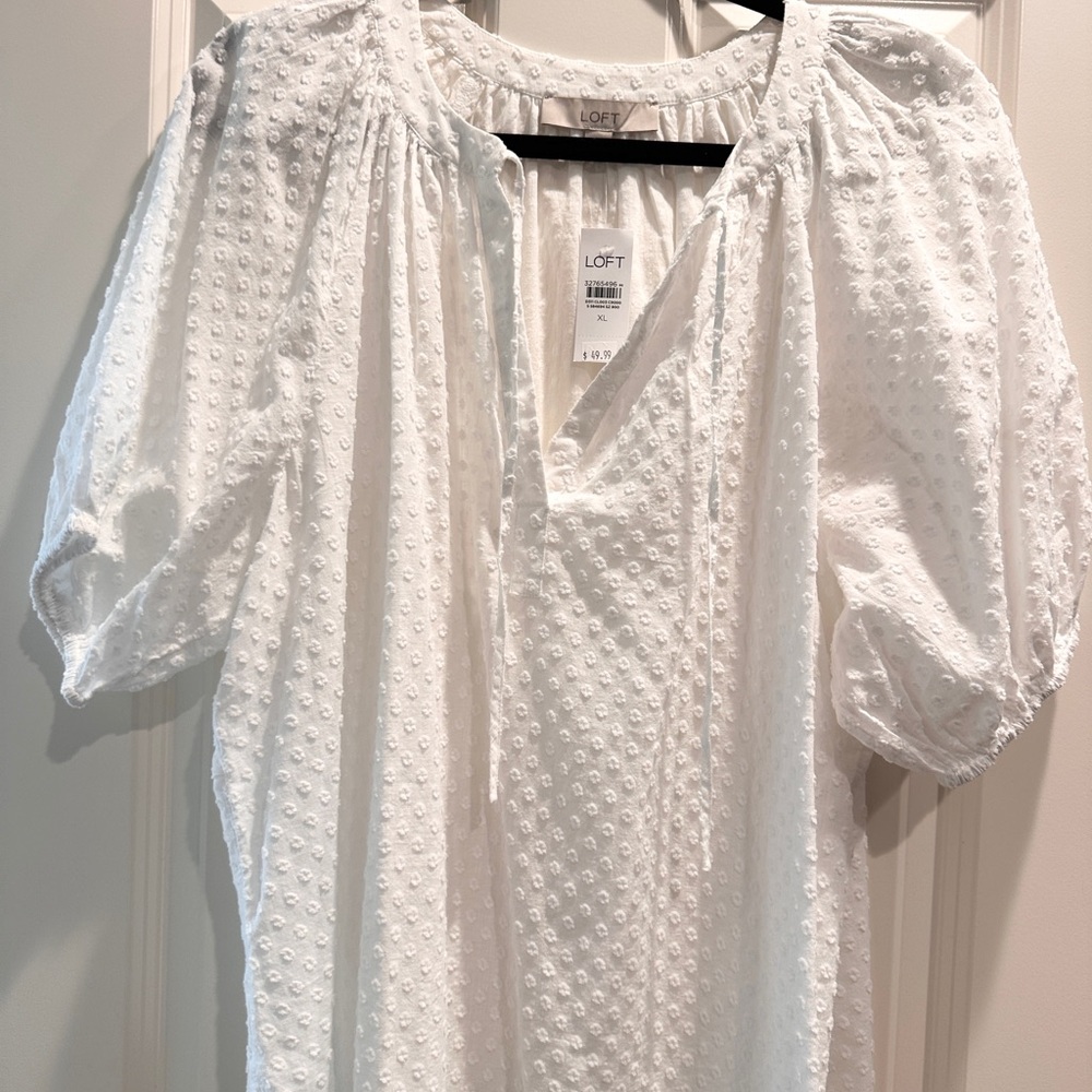 New LOFT White Textured Women's Top